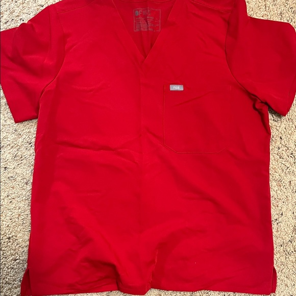Figs Tops - Figs Winning Red  V-Neck Scrub Top